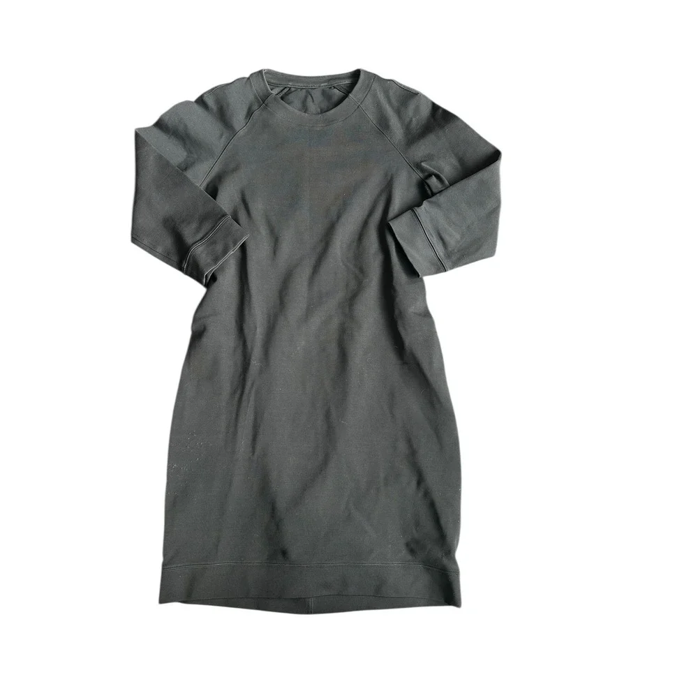 Lululemon Rite Time Dress Black 3/4 Sleeve Elastic Back Women's 6